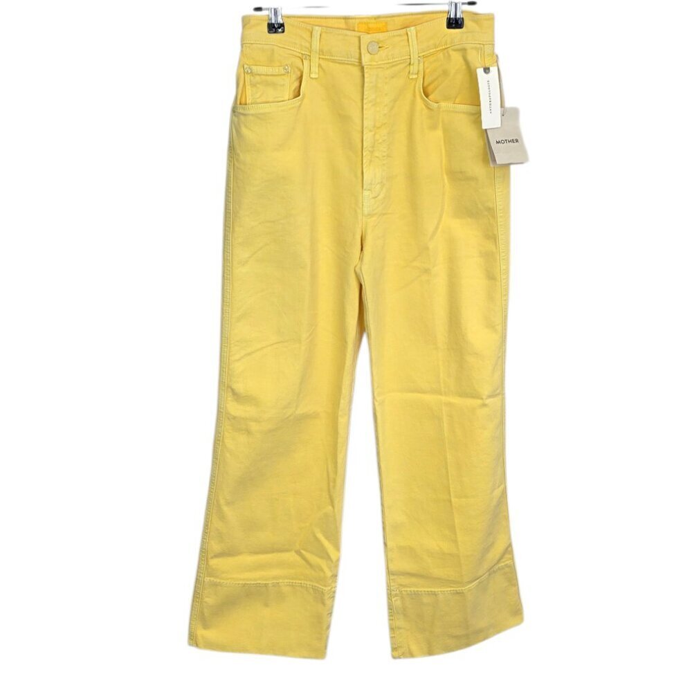 MOTHER The Maven Wide Hem Ankle Jeans, Chalk It Up Sunshine, High Rise, Size 27